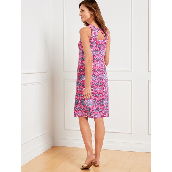 Talbots Effortless Jersey Medallion Open
Back Dress Small Pink‎ Paisley Preppy - Picture 11 of 11